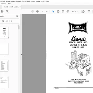 Bendi Landoll 830E/180D SERIES H, J, & K PARTS LIST MANUAL