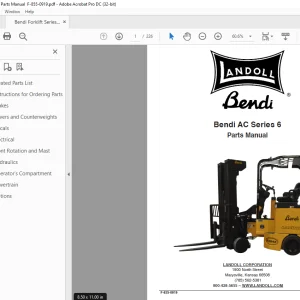 Bendi Landoll AC Series 6 Forklifts Parts Manual F-855-0919