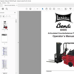 Bendi Landoll Articulated Counterbalance Forklift B40i5 Operator’s Manual F-808-0419