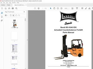Bendi Landoll B3-30AC/DS Actuated Counterbalance Forklift Parts Manual
