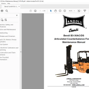 Bendi Landoll B3-30AC/DS Forklift Maintenance Manual F-874-R0