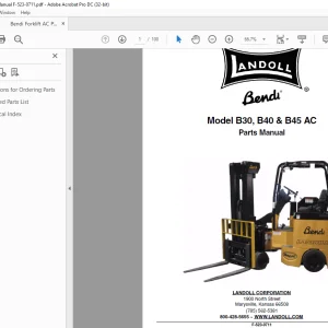 Bendi Landoll B30, B40 & B45 AC Forklift Parts Manual F-523-0711 PDF