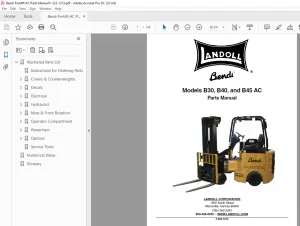 Bendi Landoll B30, B40 & B45 AC Forklift Parts Manual F-523-1213 PDF