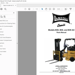 Bendi Landoll B30, B40 & B45 AC Forklift Parts Manual F-523-1213 PDF