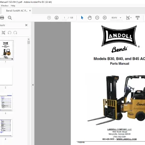 Bendi Landoll B30, B40 & B45 AC Forklift Parts Manual F-523-R4 PDF