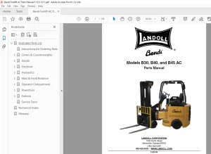 Bendi Landoll B30, B40 & B45 AC Forklift Parts Manual F-523-R4 PDF