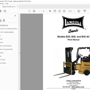 Bendi Landoll B30, B40 & B45 AC Forklift Parts Manual F-523-R4 PDF