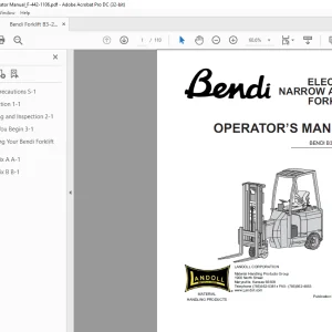 Bendi Landoll B3/25 Forklift Operator’s Manual F-442-1106 PDF