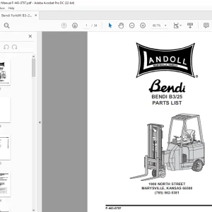 Bendi Landoll Forklift B3/25 Parts List Manual F-443-0707