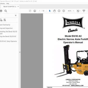Bendi Landoll B3/30 AC Electric Narrow Aisle Forklift Operator’s Manual F-548-1010