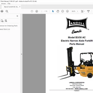 Bendi Landoll B330 AC Electric Narrow Aisle Forklift Parts Manual F-549-0211