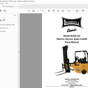 Bendi Landoll B3/30 AC Electric Narrow Aisle Forklift Parts Manual F-549-0311