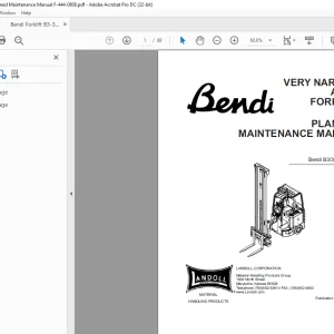 Bendi Landoll B330 Very Narrow Aisle Forklift Planned Maintenance Manual