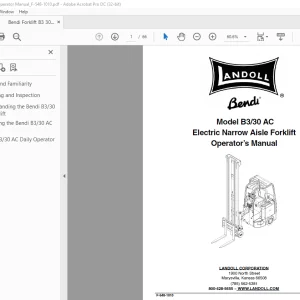 Bendi Landoll B3/AC Electric Narrow Aisle Forklift Operator’s Manual F-548-1010