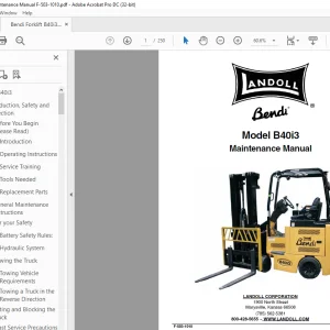 Bendi Landoll B40i3 Forklift Maintenance Manual F-503-1010