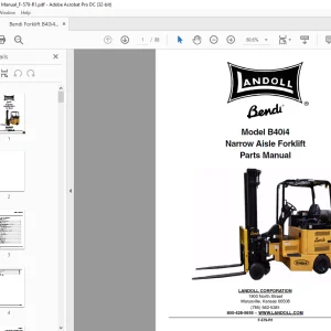 Bendi Landoll B40i4 Narrow Aisle Forklift Parts Manual F-579-R1