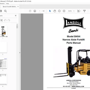 Bendi Landoll B40i4 Narrow Aisle Forklift Parts Manual F-579-R2