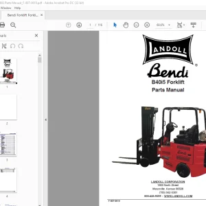 Bendi Landoll B40i5 Forklift Parts Manual F-807-0619 PDF DOWNLOAD