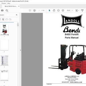 Bendi Landoll B40i5 Forklift Parts Manual F-807-0619 - PDF DOWNLOAD
