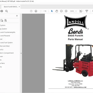 Bendi Landoll B40i5 Forklift Parts Manual F-807-0620