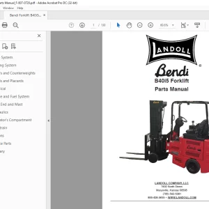 Bendi Landoll B40i5 Forklift Parts Manual F-807-0720