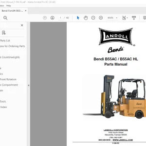 Bendi Landoll B55AC / B55AC HL Forklift Parts Manual F-596-R2