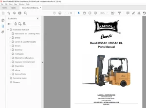 Bendi Landoll B55AC / B55AC HL Forklift Parts Manual F-956-0401