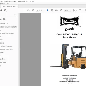 Bendi Landoll B55AC / B55AC HL Forklift Parts Manual F-956-0401