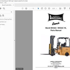 Bendi Landoll B55AC / B55AC HL Parts Manual F-596-R1