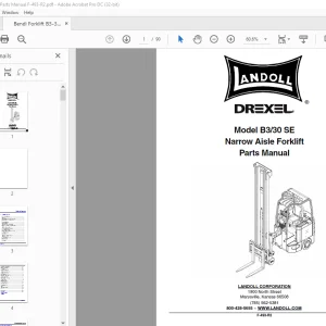 Bendi Landoll Drexel B3/30 SE Narrow Aisle Forklift Parts Manual F-493-R2