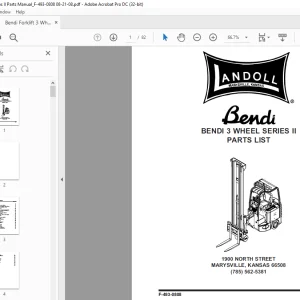 Bendi Landoll Forklift 3 WHEEL SERIES II PARTS LIST MANUAL F-493-0808