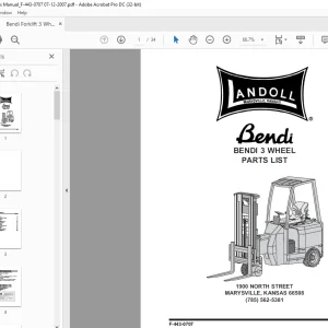 Bendi Landoll Forklift 3 Wheel Parts List Manual F-443-0707 - PDF DOWNLOAD