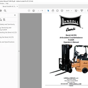 Bendi Landoll Forklift AC/DS Articulated Counterbalance Operator’s Manual F-648-R3