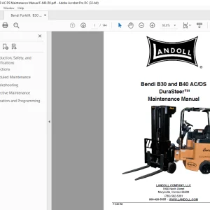 Bendi Landoll Forklift B30 & B40 AC/DS DuraSteer ™ Maintenance Manual F-649-R0