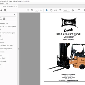 Bendi Landoll Forklift B30 & B40 ACDS DuraSteer ™ Parts Manual F-647-R1