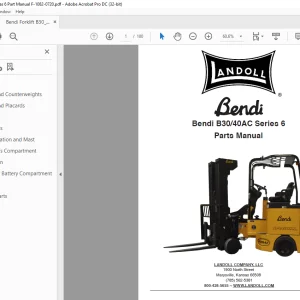 Bendi Landoll Forklift B30/40AC Series 6 Parts Manual F-1082-0720