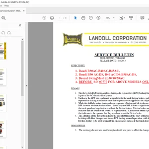 Bendi Landoll Forklift B30AC,B40AC,B45AC,SERVICE BULLETIN Manual TSB00048