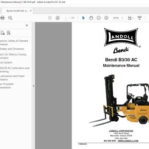 Bendi Landoll Forklift B3/30 AC Maintenance Manual F-560-0410