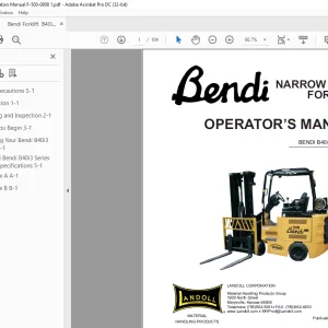 Bendi Landoll Forklift B40i3 Narrow Aisle Forklift Operator’s Manual F-500-0808