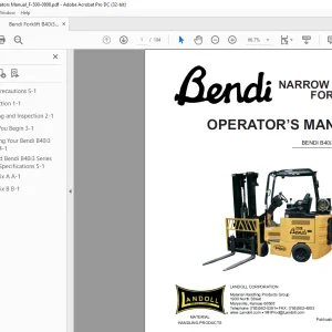 Bendi Landoll Forklift B40i3 Operator's Manual PDF