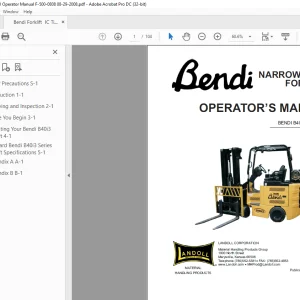 Bendi Landoll Forklift B40i3 Operator’s Manual F-500-0808 PDF