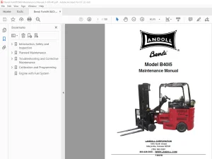 Bendi Landoll Forklift B40i5 Maintenance Manual F-809-R0