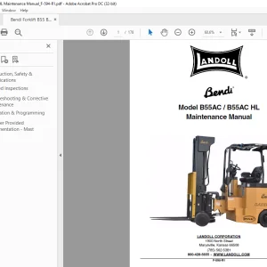 Bendi Landoll Forklift B55AC / B55AC HL Maintenance Manual F-594-R1