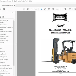 Bendi Landoll Forklift B55AC / B55AC HL Maintenance Manual F-594-R2