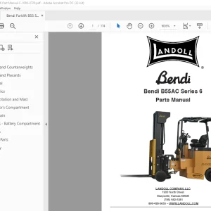 Bendi Landoll Forklift B55AC Series 6 Parts Manual F-1086-0720