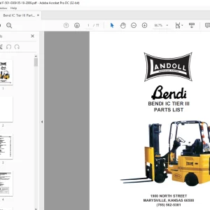 Bendi Landoll Forklift IC TIER III PARTS LIST MANUAL F-501-0309