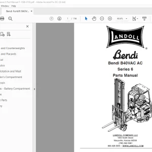 Bendi Landoll Forklifts B40VAC AC Series 6 Parts Manual