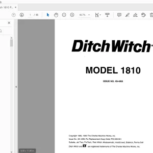 Ditch Witch 1810 Parts Manual 050-501 PDF