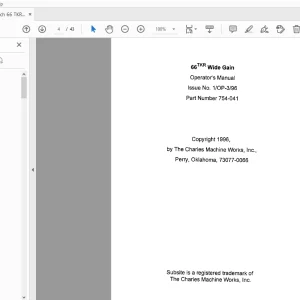 Ditch Witch 66 TKR Wide Gain Operator's Manual 754-041 PDF