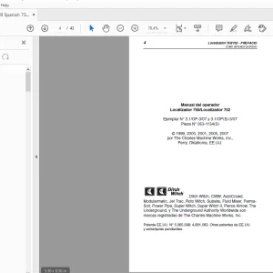 Ditch Witch 750/752 Localizador Manual del operador 053-1154(S) PDF